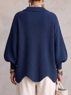 Stefany | Cárdigan Oversize con Cuello y Botones Metálicos