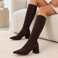 Botas Altas Elásticas con Tacón Cuadrado